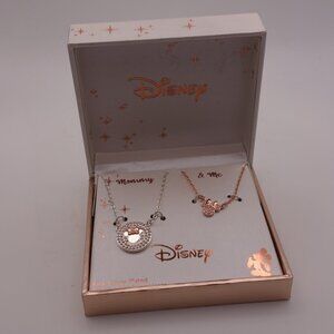 Disney Mommy & Me Fined Plated Silver 14" + 2" & 16" + 2" Necklaces